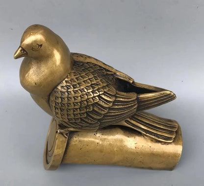 Collectible Decorate Chinese brass Handwork Carved Bird Statue