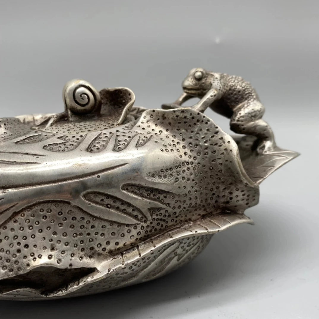 Collectible Decorated Handwork Tibet Silver Carved Frog Cabbage TeaPot
