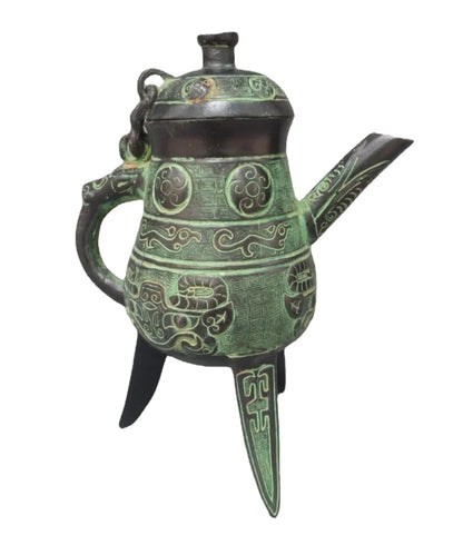 Collectible antique decorated old handwork Bronze teapot Crafts
