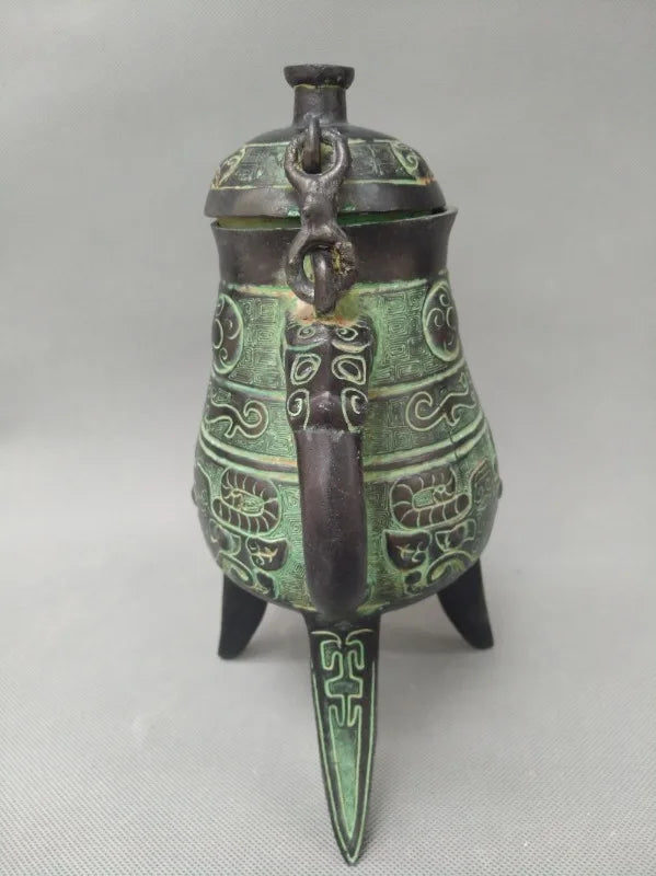 Collectible antique decorated old handwork Bronze teapot Crafts