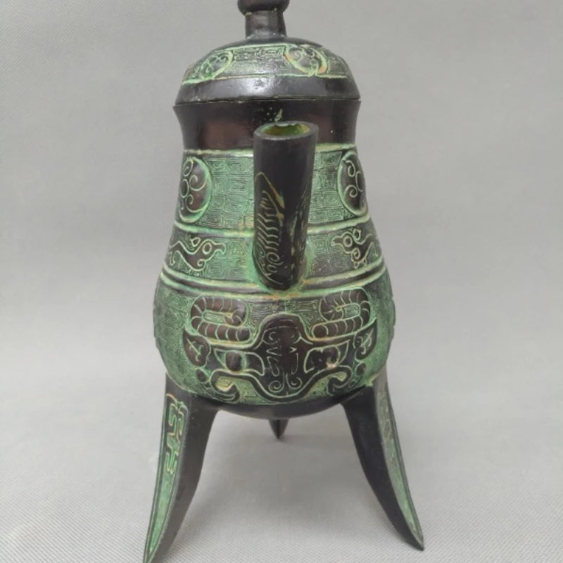 Collectible antique decorated old handwork Bronze teapot Crafts