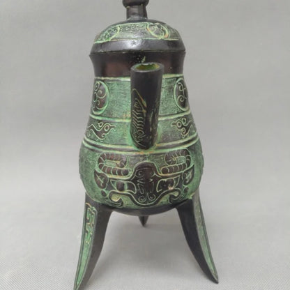 Collectible antique decorated old handwork Bronze teapot Crafts