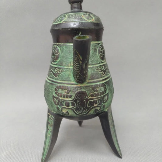 Collectible antique decorated old handwork Bronze teapot Crafts