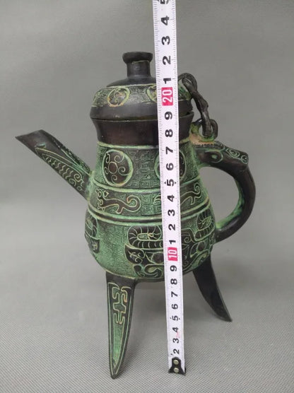 Collectible antique decorated old handwork Bronze teapot Crafts