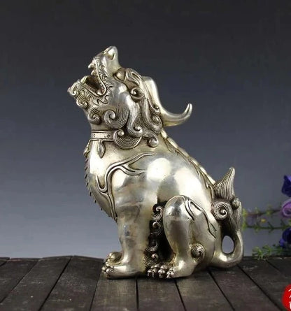 Collectible archaize white copper unicorn statue