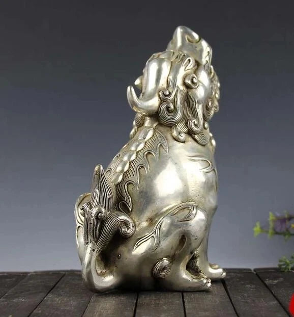 Collectible archaize white copper unicorn statue