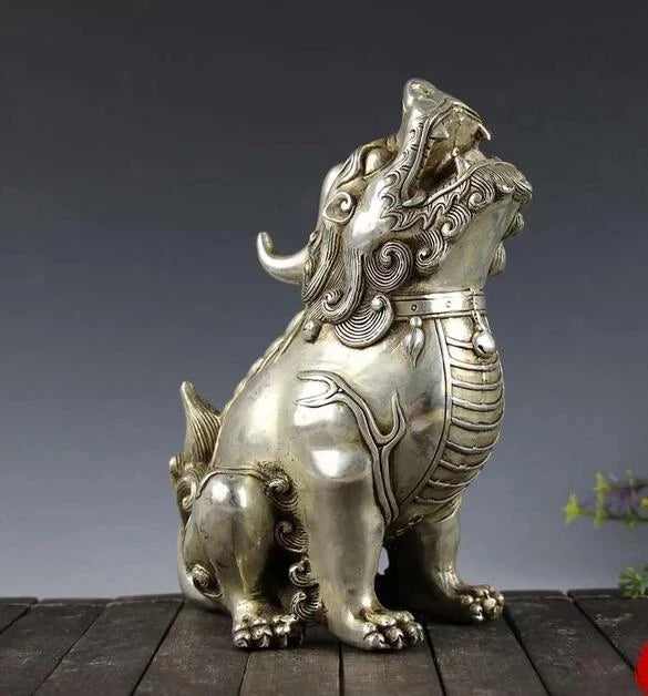 Collectible archaize white copper unicorn statue