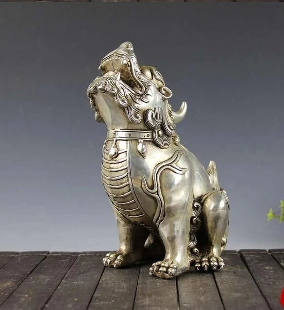 Collectible archaize white copper unicorn statue