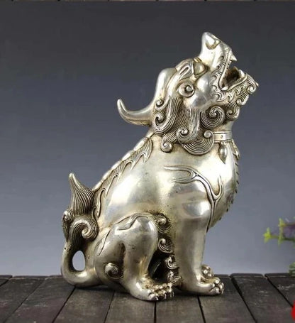 Collectible archaize white copper unicorn statue