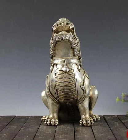 Collectible archaize white copper unicorn statue
