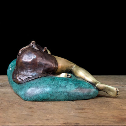 Collectible works Famous sculptor Original Dream Sleeping Beauty bronze Sculpture ART home office Bar business TOP Ornament