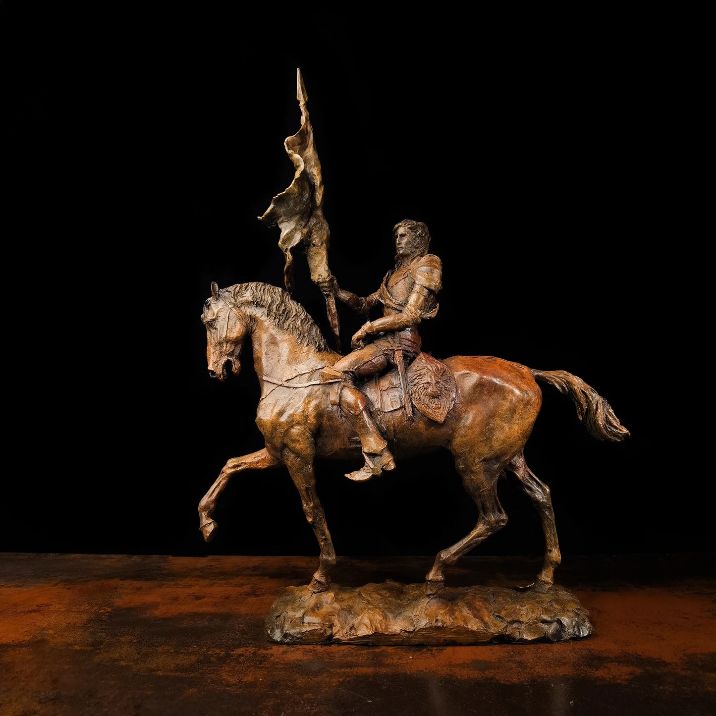 Collectible works Famous sculptor bronze Sculpture ART France national hero holy Knight Joan of Arc HOME OFFICE STATUE