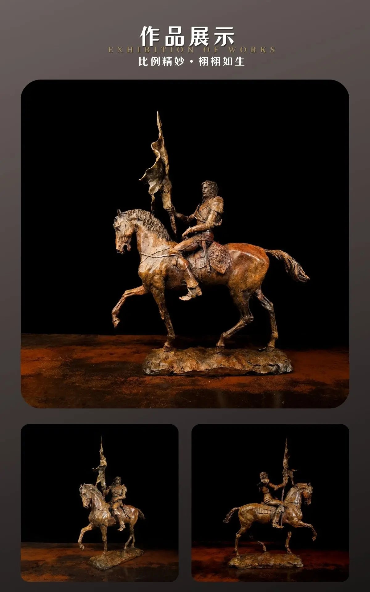 Collectible works Famous sculptor bronze Sculpture ART France national hero holy Knight Joan of Arc HOME OFFICE STATUE