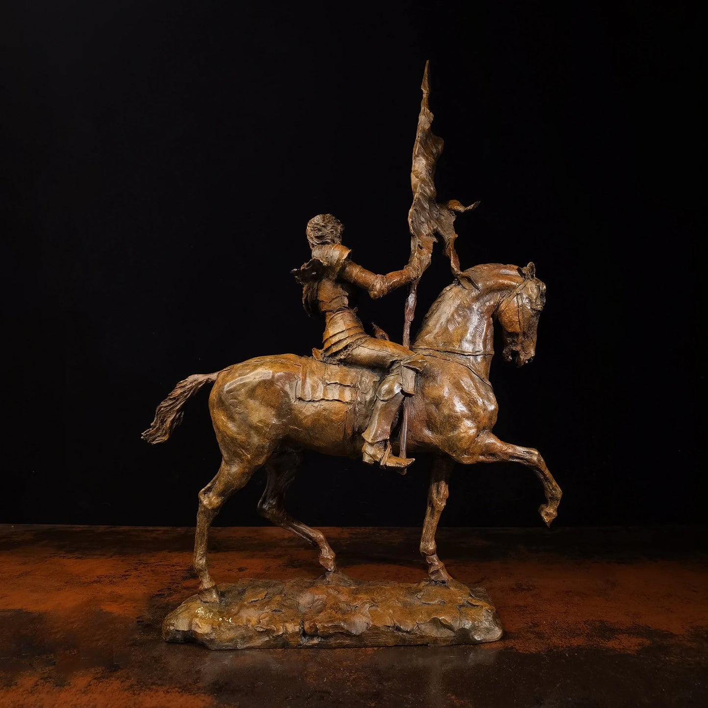 Collectible works Famous sculptor bronze Sculpture ART France national hero holy Knight Joan of Arc HOME OFFICE STATUE