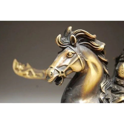 Collectibles! Ancient Bronze Statue Guan Gongma of Chinese National Tribal Dynasty