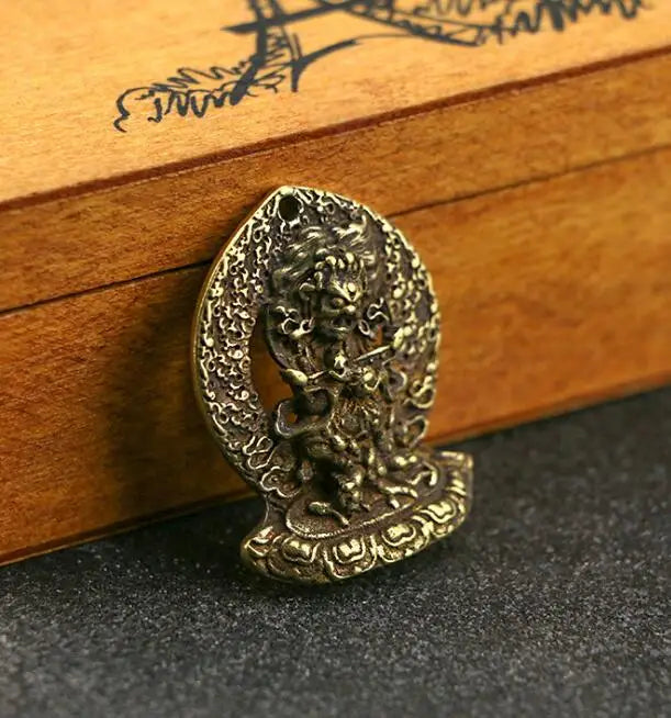 Collection Brass Carved Nepalese Tibetan Buddha Black Sky Buddha  Exquisite Small Pendant Statue Gift