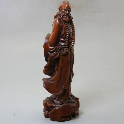 Collection Chinese Boxwood Wood Buddism Dharma Statue Solid Wood Crafts Gift