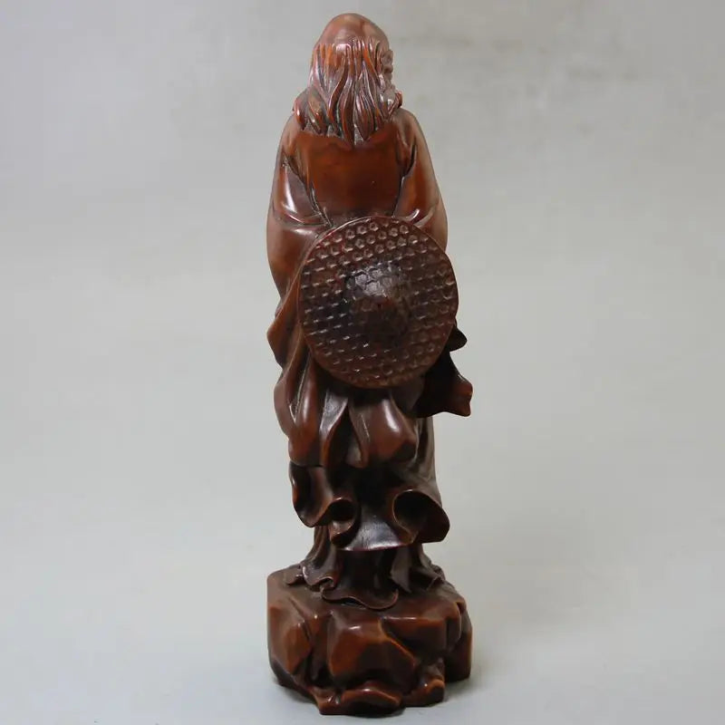 Collection Chinese Boxwood Wood Buddism Dharma Statue Solid Wood Crafts Gift