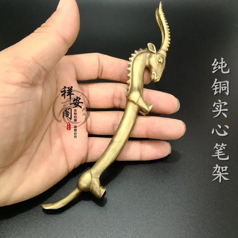 Collection Chinese Brass Carve Goat Pen Rack Paperweight Statue Crafts