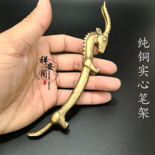 Collection Chinese Brass Carve Goat Pen Rack Paperweight Statue Crafts