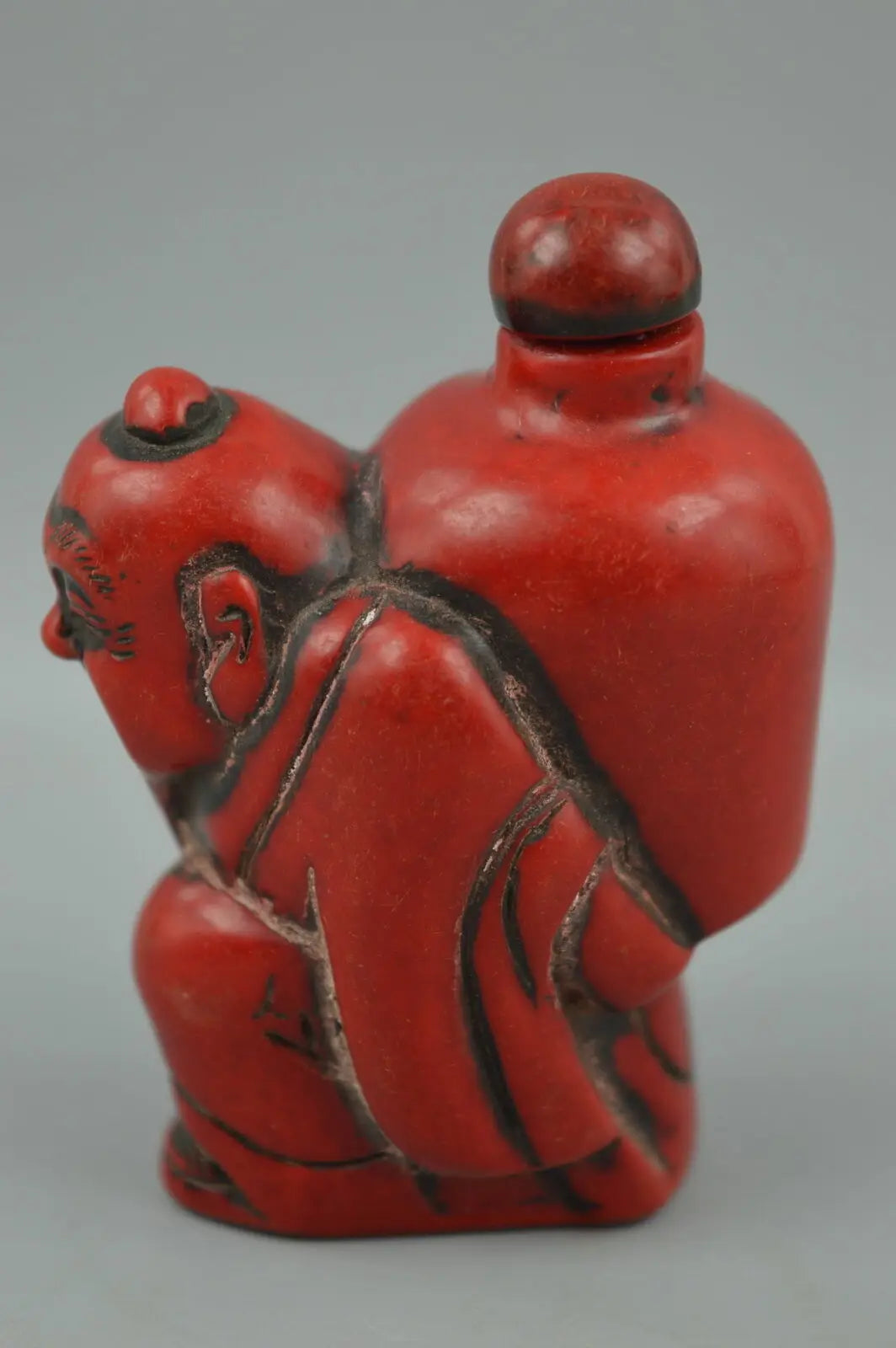 Collection Chinese RareHandwork Coral Carve Heavenly Immortal Old Man Lucky Delicate Snuff Bottle