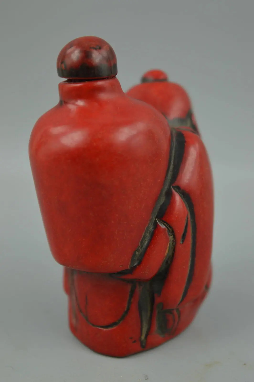 Collection Chinese RareHandwork Coral Carve Heavenly Immortal Old Man Lucky Delicate Snuff Bottle