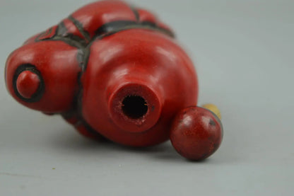 Collection Chinese RareHandwork Coral Carve Heavenly Immortal Old Man Lucky Delicate Snuff Bottle