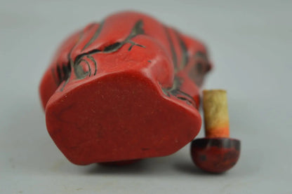 Collection Chinese RareHandwork Coral Carve Heavenly Immortal Old Man Lucky Delicate Snuff Bottle