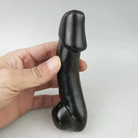 Collection Elaborate Interesting Chinese Hongshan Culture hand-carved Black Meteorite Juyang God ornament - genital statue