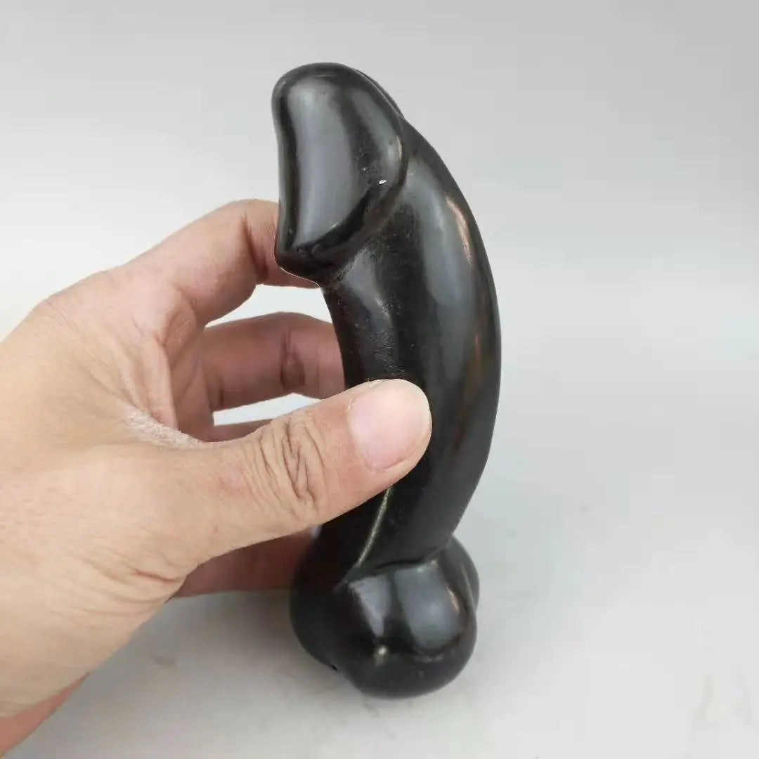 Collection Elaborate Interesting Chinese Hongshan Culture hand-carved Black Meteorite Juyang God ornament - genital statue