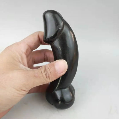 Collection Elaborate Interesting Chinese Hongshan Culture hand-carved Black Meteorite Juyang God ornament - genital statue
