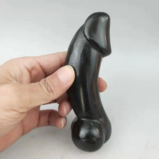 Collection Elaborate Interesting Chinese Hongshan Culture hand-carved Black Meteorite Juyang God ornament - genital statue