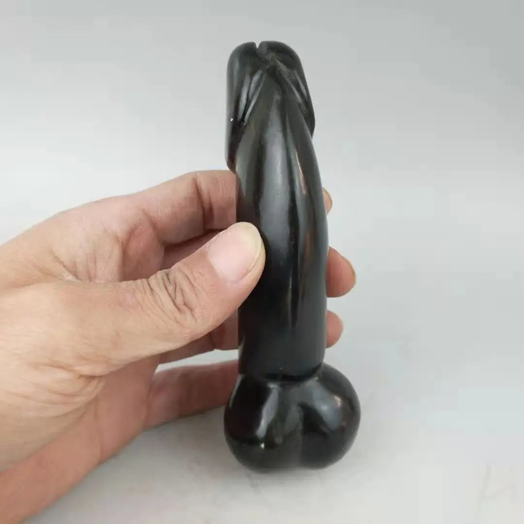 Collection Elaborate Interesting Chinese Hongshan Culture hand-carved Black Meteorite Juyang God ornament - genital statue