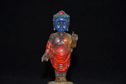 Collection Glass Painted Gild Liuli Buddha Statue