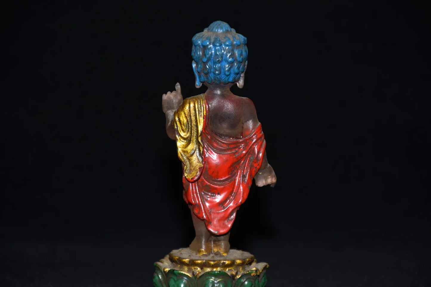 Collection Glass Painted Gild Liuli Buddha Statue