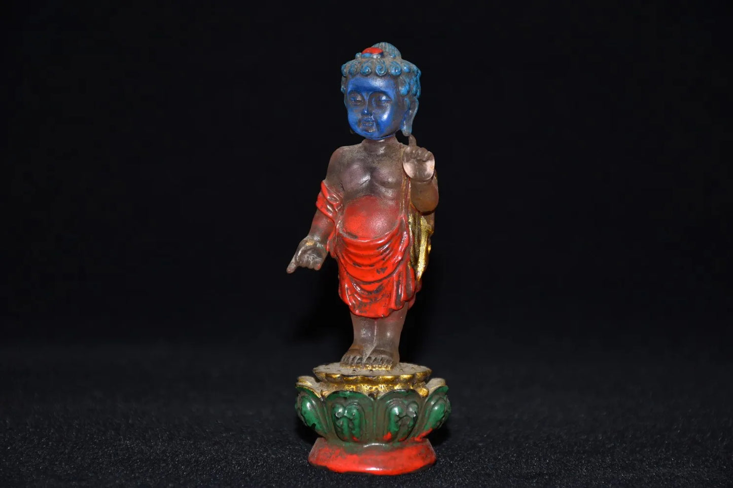 Collection Glass Painted Gild Liuli Buddha Statue