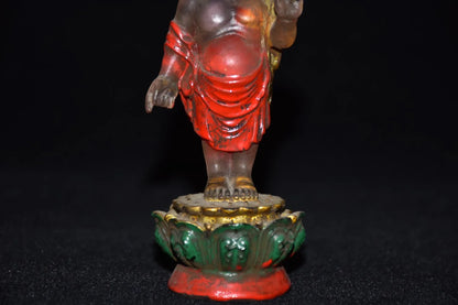 Collection Glass Painted Gild Liuli Buddha Statue
