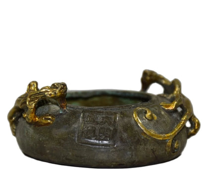 Collection Handmade Bronze Gecko pot statue,High Quality Home Art Decoration Crafts,Height 4CM,Long 9CM