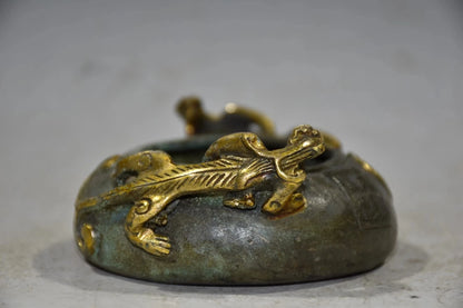 Collection Handmade Bronze Gecko pot statue,High Quality Home Art Decoration Crafts,Height 4CM,Long 9CM