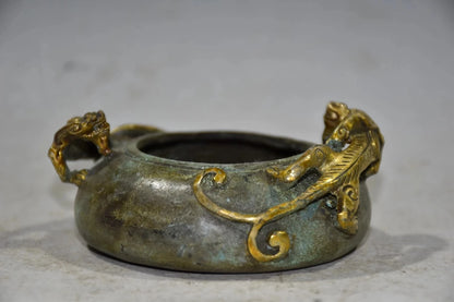 Collection Handmade Bronze Gecko pot statue,High Quality Home Art Decoration Crafts,Height 4CM,Long 9CM