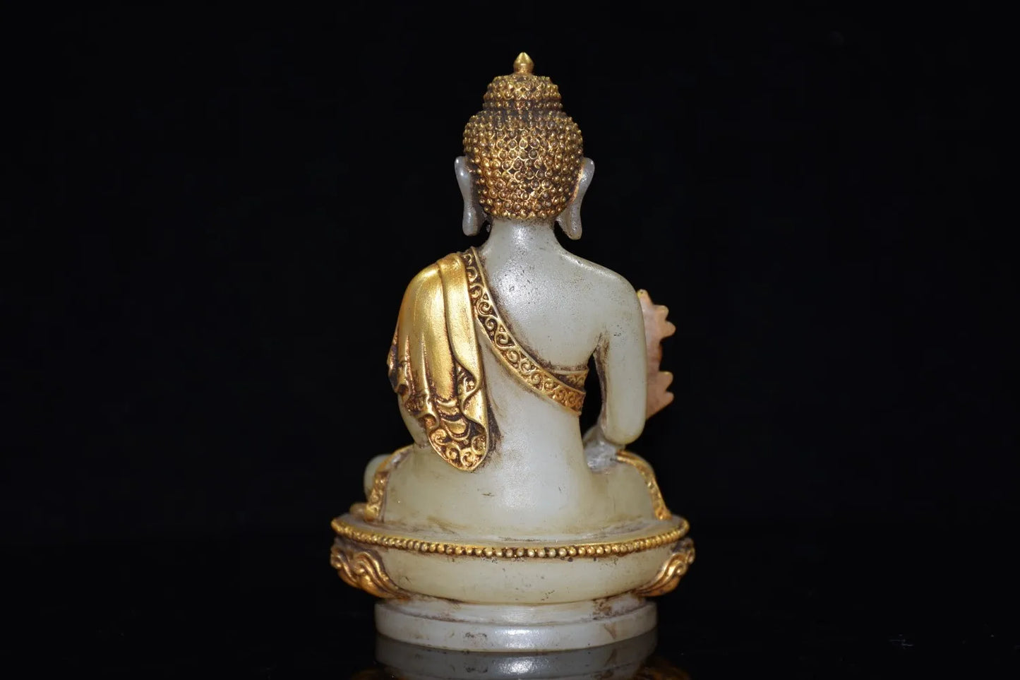 Collection Old Tibetan Glaze Glass Buddhism Bodhisattva Gild Sakyamuni Buddha Statue