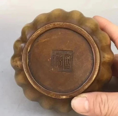 Collection Pure Brass Carving Mandarin Duck Lotus Leaf Lotus Flower Incense Burner Hollow Out Household Decoration Animal Statue