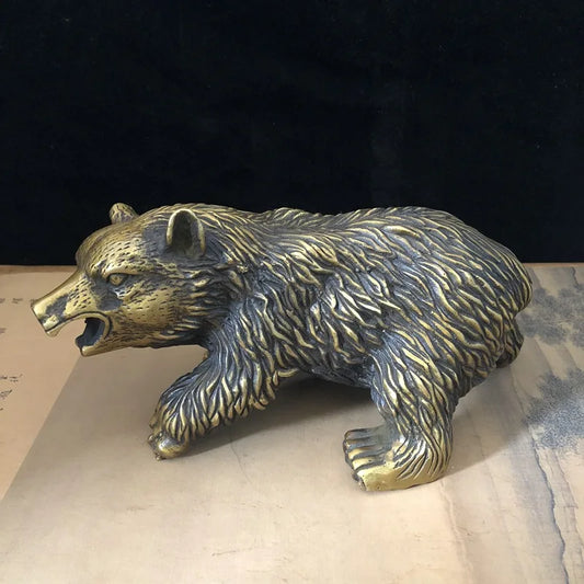 Collection Pure Copper Carved Bear Brass Feng Shui Craft Decorations Statue