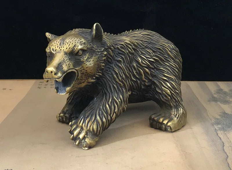 Collection Pure Copper Carved Bear Brass Feng Shui Craft Decorations Statue