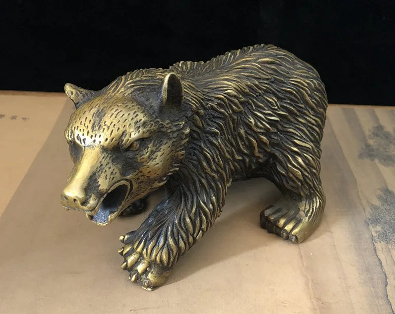 Collection Pure Copper Carved Bear Brass Feng Shui Craft Decorations Statue