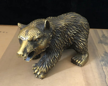 Collection Pure Copper Carved Bear Brass Feng Shui Craft Decorations Statue