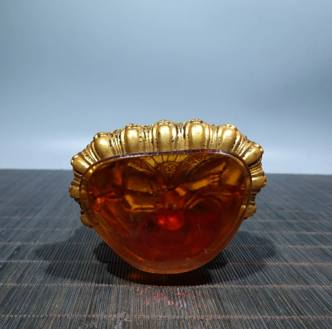 Collection Tibetan Colored Glaze Yellow Buddhism Bodhisattva Gild Sakyamuni Buddha Statue