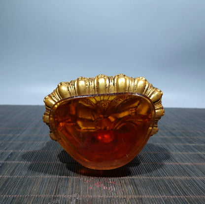 Collection Tibetan Colored Glaze Yellow Buddhism Bodhisattva Gild Sakyamuni Buddha Statue