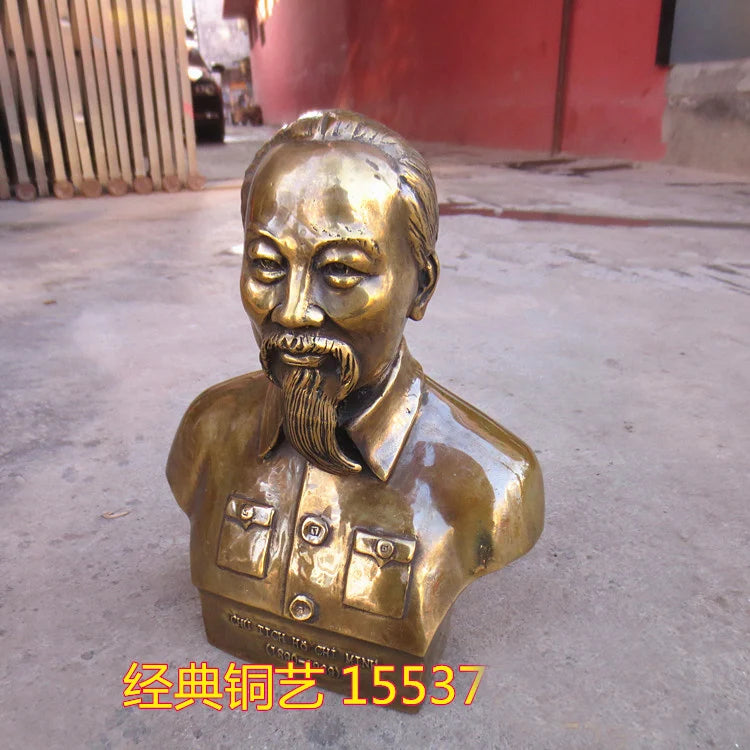 Collection --Vietnam art Chairman of the Workers' Party of Vietnam Retro Ho Chi Minh portrait FENG SHUI BRASS statue