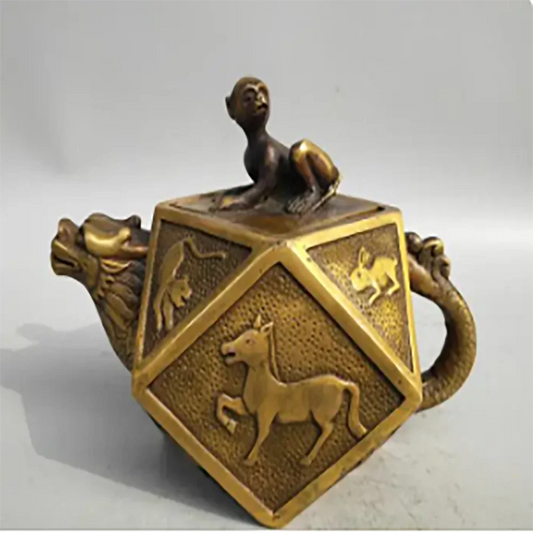 Collection archaize brass twelve zodiac teapot craft statue